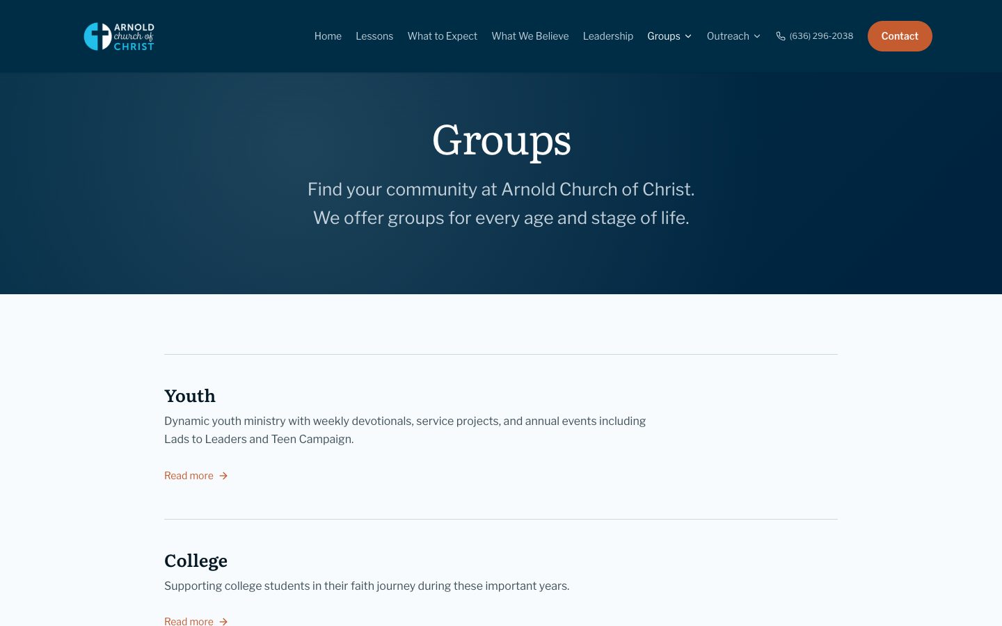 Groups page