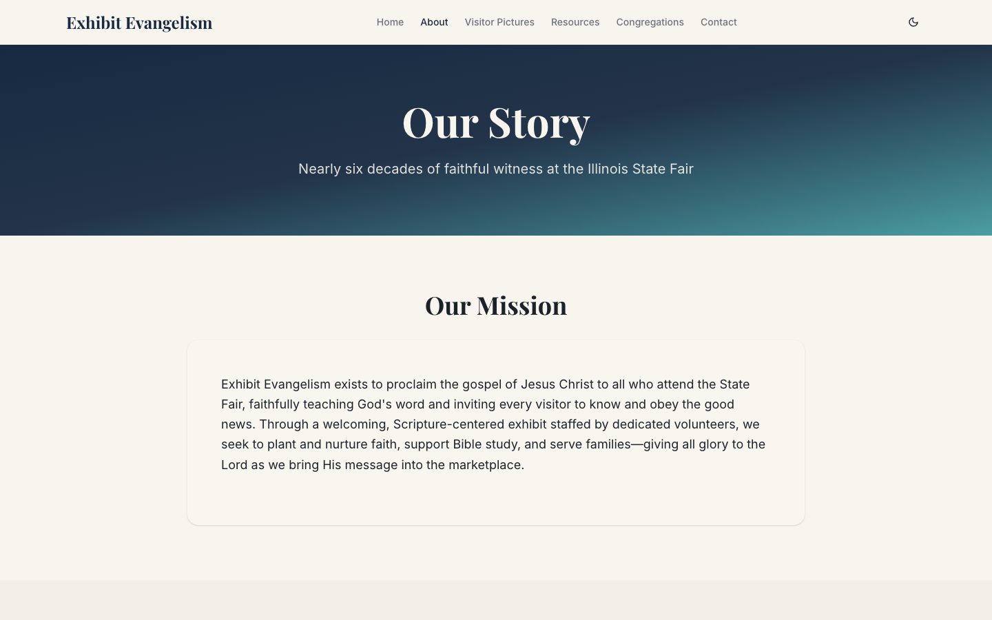 Exhibit Evangelism about / timeline