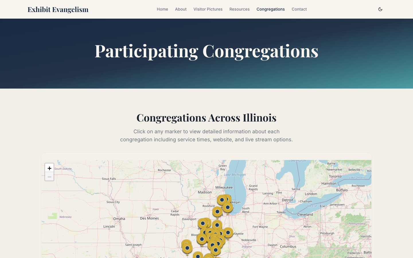 Participating congregations map