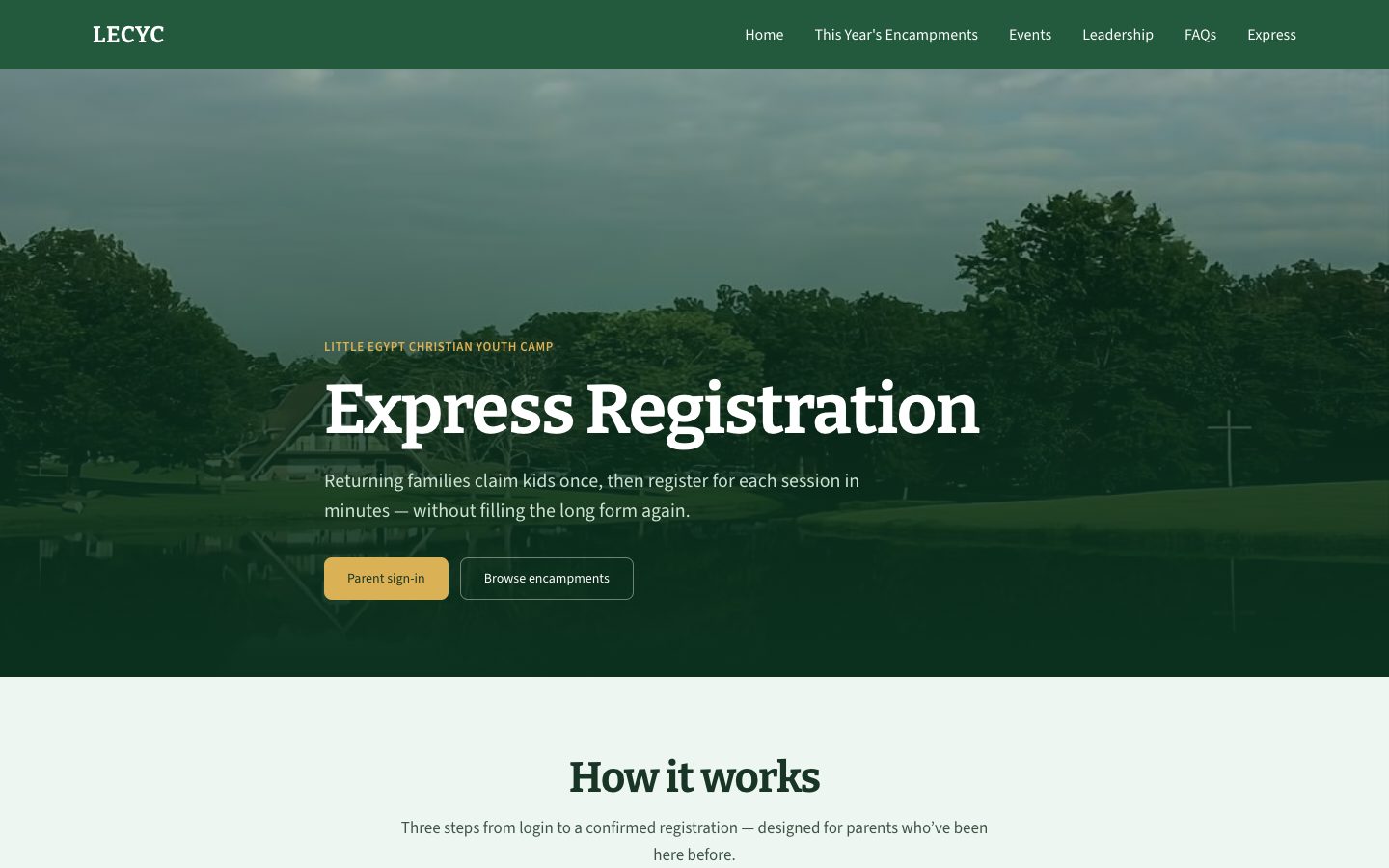 LECYC express registration promo page