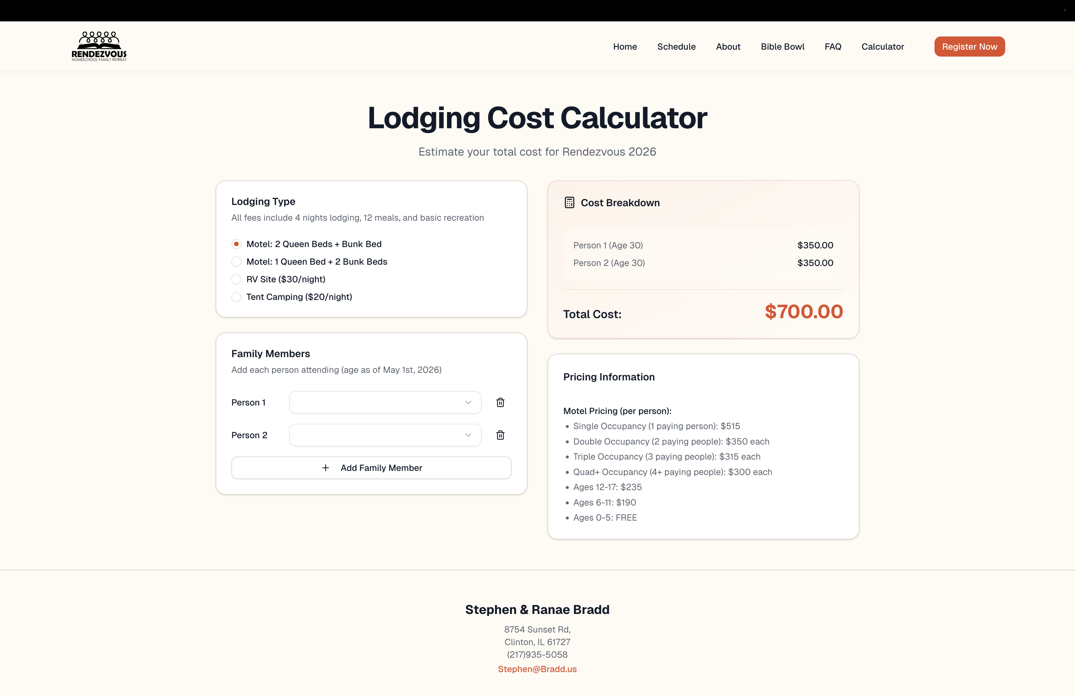 Lodging Cost Calculator