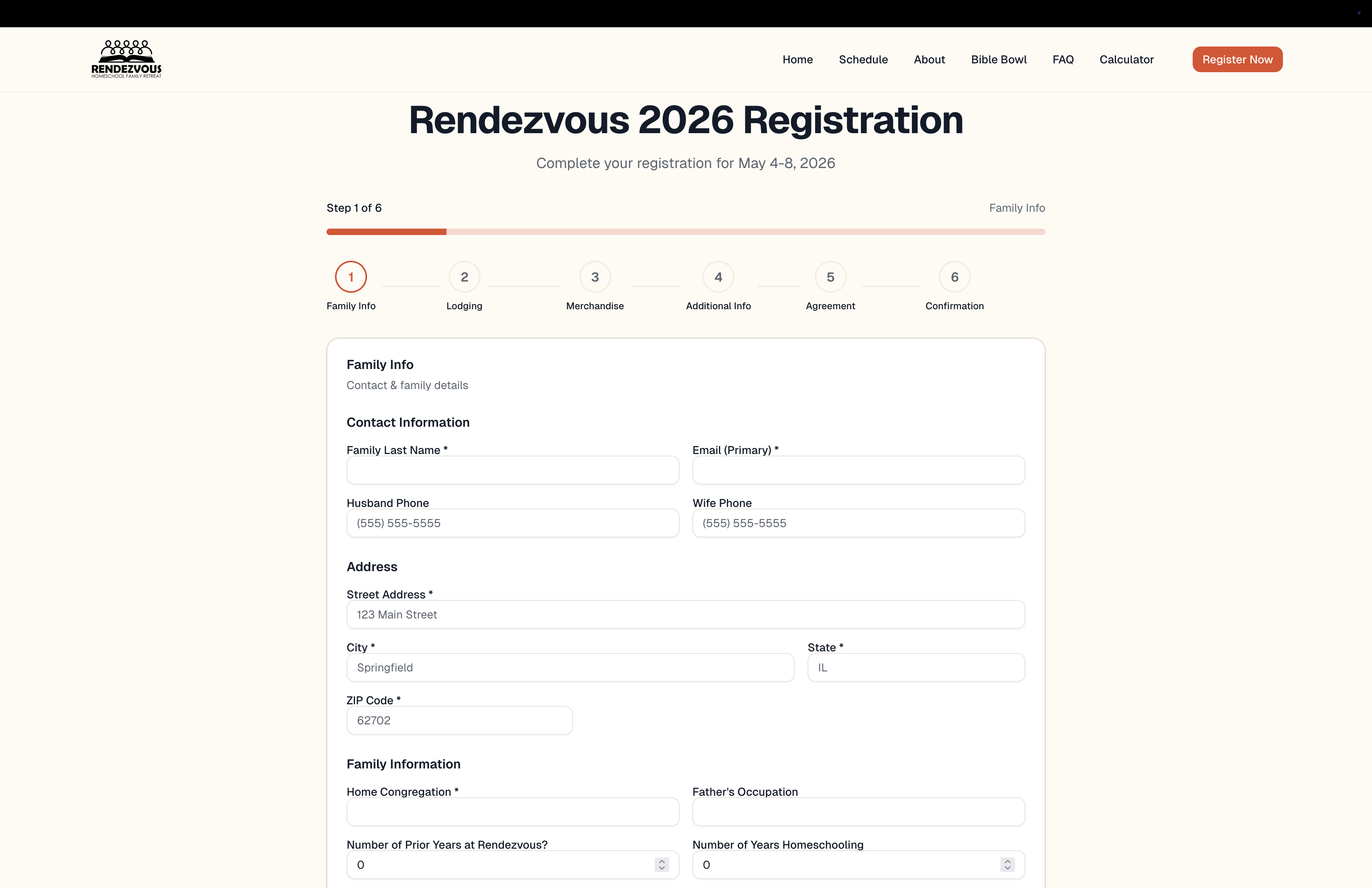 6-Step Registration Form