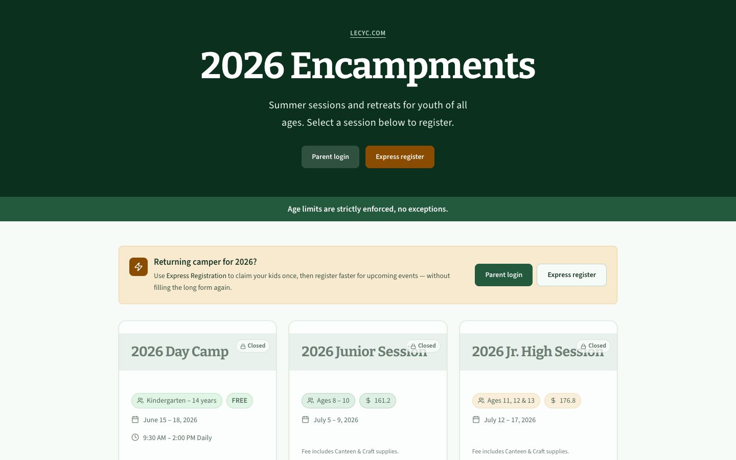 LECYC registration catalog