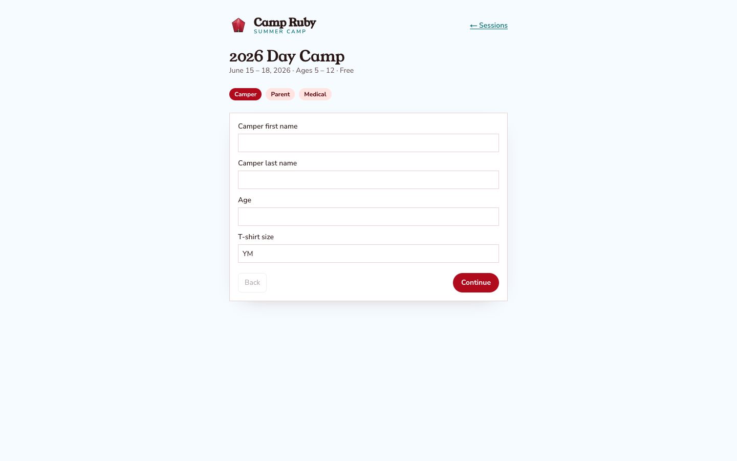 Camp Ruby registration